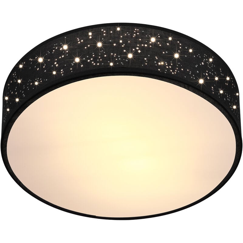 Plafonnier Ciel étoilé Tissu Rond E27 Plafonnier Tissu Plafonnier Chambre Salon Ø30/38 30 cm Noir - Monzana
