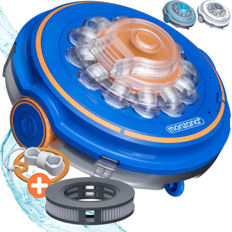 Monzana Poolroboter Poolboy600 Kabellos Vollautomatisch weiche Bodenlamellen Akku Bodensauger Poolreiniger Poolsauger  Poolboy600 blau