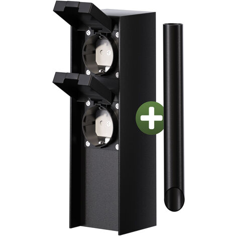 Monzana – Prise de jardin étanche IP44 en acier inoxydable – Multiprise 2/4 prises avec sécurité enfant – Installation facile sur piquet ou bois
