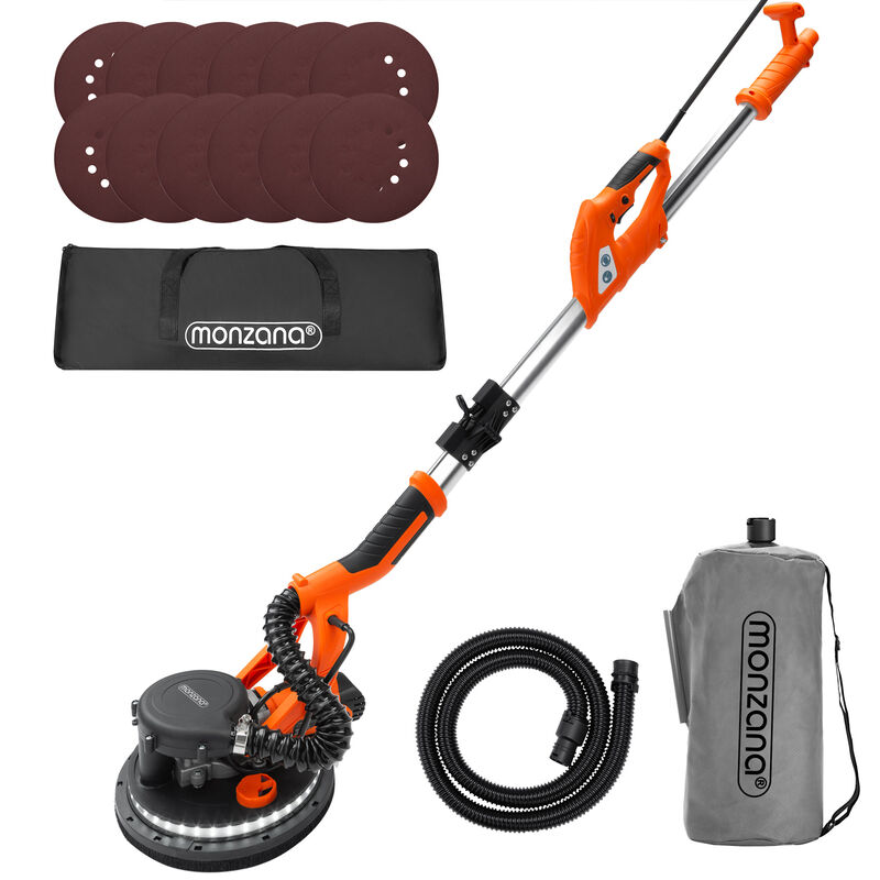 

Monzana Pulidora lijadora eléctrica con altura ajustable 750V con accesorios bolsa de polvo luz LED para pared techo