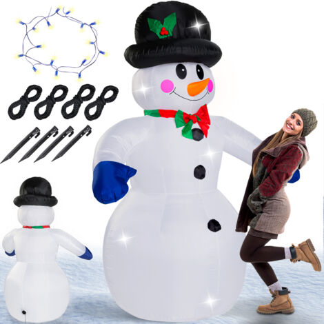 MONZANA® pupazzo di neve gonfiabile XXL 240cm luci LED materiale di fissaggio addobbo natalizio esterni figura decorativa di Natale