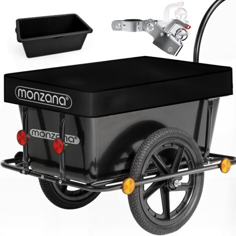 MONZANA® Remolque para Bicicleta 90L Carga 80Kg Incl. Acoplamiento Lona Cesta extraíble Bici Carrito Equipaje Compras