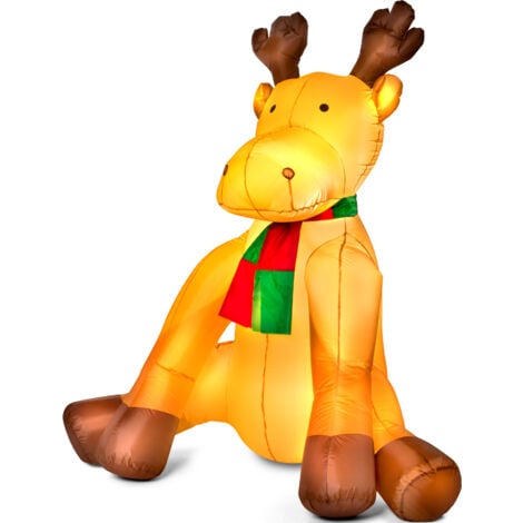 Monzana Reno inflable de Navidad XL Muñeco hinchable Decoración navideña con bomba de inflado y luz LED