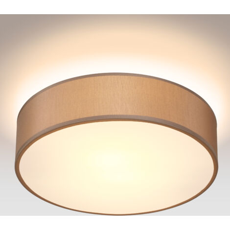 MONZANA® Round Fabric Ceiling Light  Modern Fabric Material Circular Ceiling Lamp  Light Shade 2xE27 40 Watt Socket  Bedroom Lounge Childrens Room Office  taupe (de)