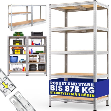 MONZANA® Scaffale ad alta portata in metallo scaffali per carichi pesanti garage cantina magazzino officina scaffali ad innesto 5 ripiani - 180x90x60cm