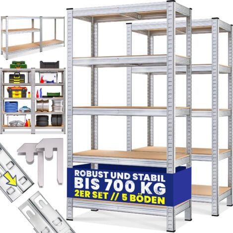 MONZANA® Scaffale alta portata 2 pezzi scaffale metallo 170x75x30cm 5 ripiani max carico 350kg officina magazzino garage cantina