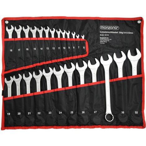 Monzana Schraubenschlüssel Satz Stahl inkl. Rolltasche 12/25tlg. Werkstatt Maulschlüssel Ringschlüssel Set Werkzeug 1