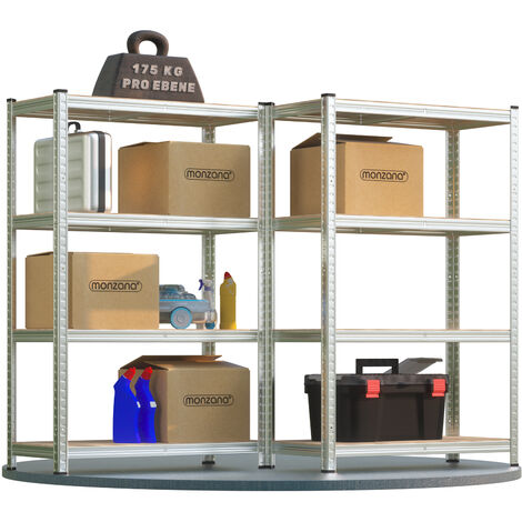 Monzana Schwerlastregal 2er-Set 160x90x40cm 1400kg 4 MDF-Platten Regal Lagerregal Kellerregal Steckregal Werkstattregal