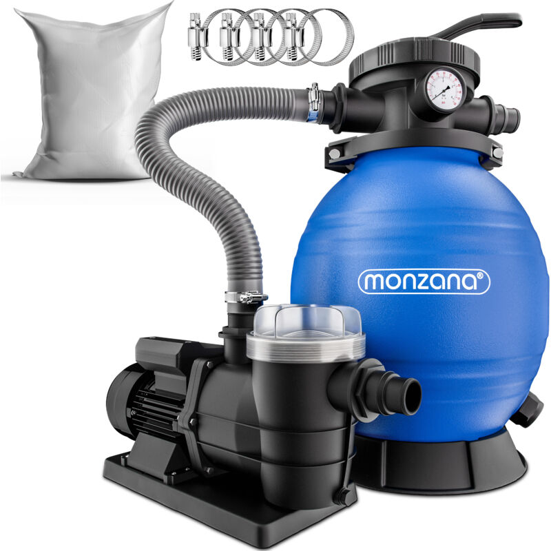 

Sistema de filtro de arena 9.960 L/h Prefiltro y Depósito XL con 25 kg de vidrio filtrante - Monzana