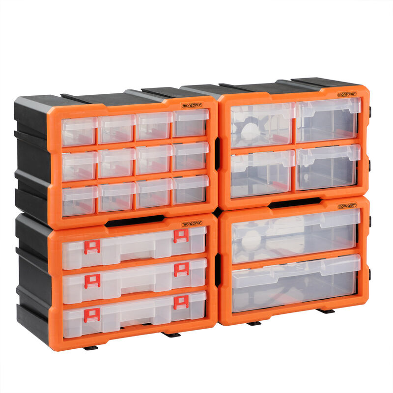 Monzana - Small Parts Storage Compartment Case Transparent Bits and Bobs Organiser Multi Drawer diy Tool Box Ideal for Screws Nails Nuts and Bolts 72