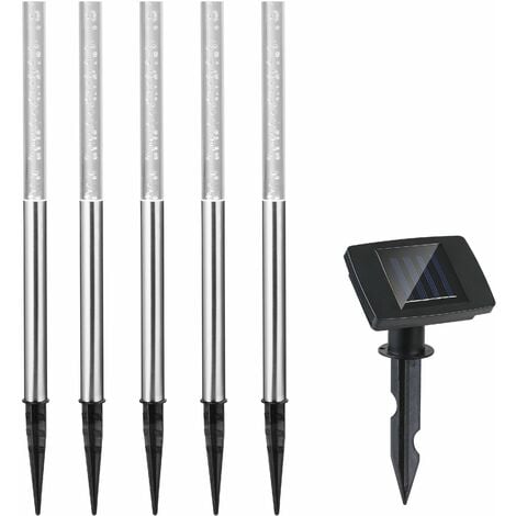 MONZANA® Solarlampe Außen 5er Set LED Wetterfest IP44 Solar Sensor Erdspieß Edelstahl Außenbeleuchtung Solarleuchte Garten Balkon