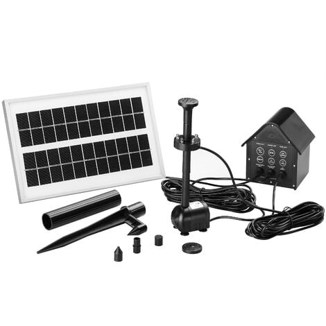 monzana Solarpumpe LED Multicolor 4 Aufsätze AutoTimer Akku Solar Panel Alurahmen Teich Pumpe Springbrunnen Gartenbrunnen mit bunten LEDs