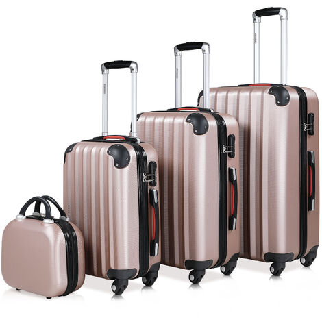 Monzana Suitcase Travel Hardshell M L XL Set Beautycase Luggage Baggage Trolley Spinner Bag Rose Gold