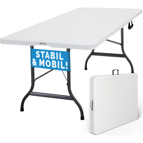 Monzana Table de camping • 76x183cm • pliante • plastique robuste blanc Table de jardin, terrasse, buffet