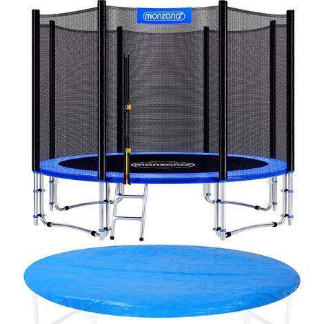 Monzana – Trampoline Ø 305 cm avec filet de sécurité – Bâche de protection et échelle incluses – Charge maximale 160 kg – Installation facile