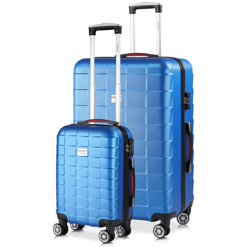 ® 2er Kofferset Koffer | TSA Schloss| M und XL| Reisekoffer Handgepäck Trolley Case blau - Monzana