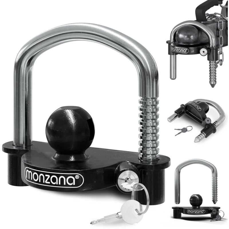 Monzana - Antivol verrou d'attelage de remorque universel tête d'attelage 50 mm cadenas remorque avec anneau 2 clés Noir