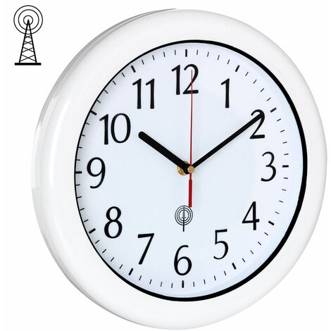 MONZANA® Wanduhr Funk Wasserdicht Groß 30cm Modern mit Batterien Küchenuhr Analog Zeitumstellung automatisch Haushalt Funkuhr Weiß