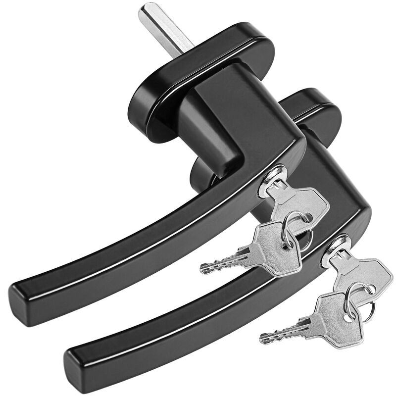 Monzana Window Handle Lockable With Lock Key Child Safety Steel Pin Length 35mm Black 2er Set (de)