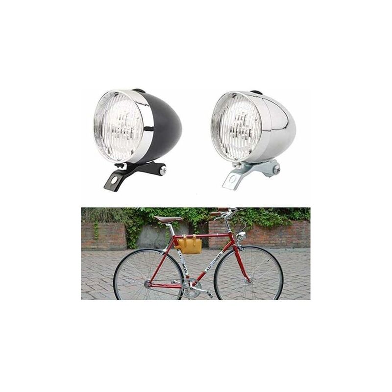 Moon-Bike Light, Headlight, Bicycle Front Light, Bicycle Lamp, Vintage Safety Warning Flashlight 3 LED Retro Bicycle Lamp (Silver)