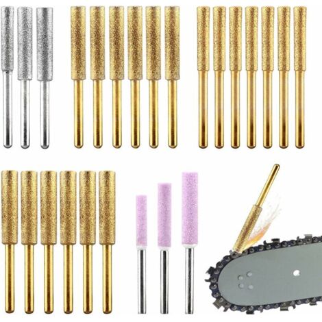 moon-Diamond Chainsaw Sharpener 24pcs/set, 3 Sizes Titanium Plated Chainsaw Sharpening Wheels, High Hardness Sharpening Wheel for Electric Chainsaw Jewelry Stone