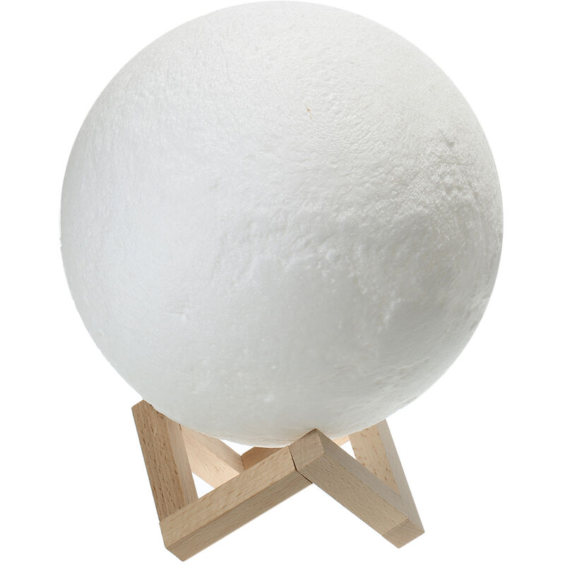 Moon Lamp Hanging 3D Printing Moon Light LED 16 Colors Night Lamp with Wooden Stand Touching & Remote Control,model: 18cm