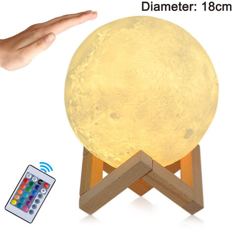 16 Colori 18Cm Moon Lampada Luna Luce Notturna per Bambini Regalo per Donne  Di R