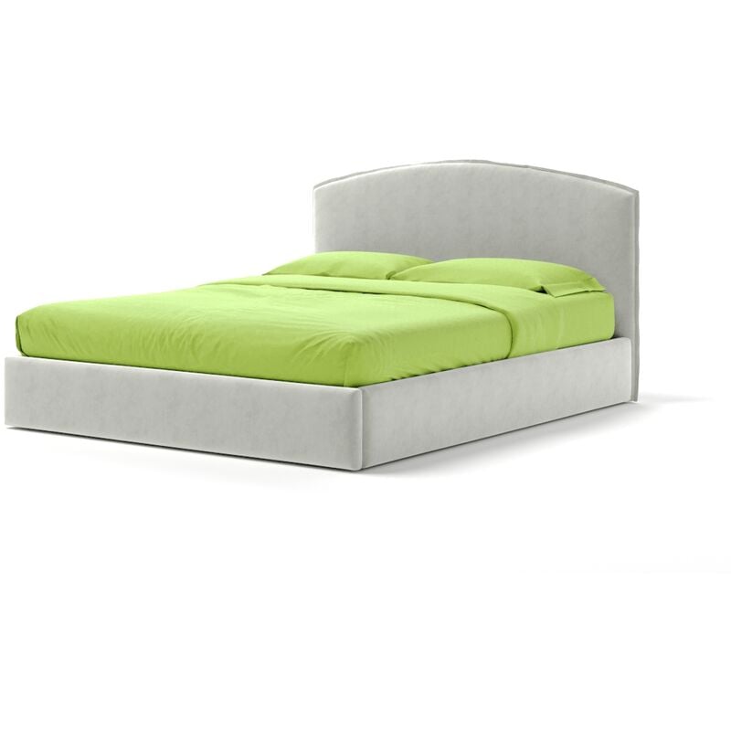 Letto Contenitore Made In Italy Cangù moon matrimoniale tessuto bianco