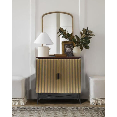 Moon - Petit buffet 2 portes finition laiton vieilli 74 cm