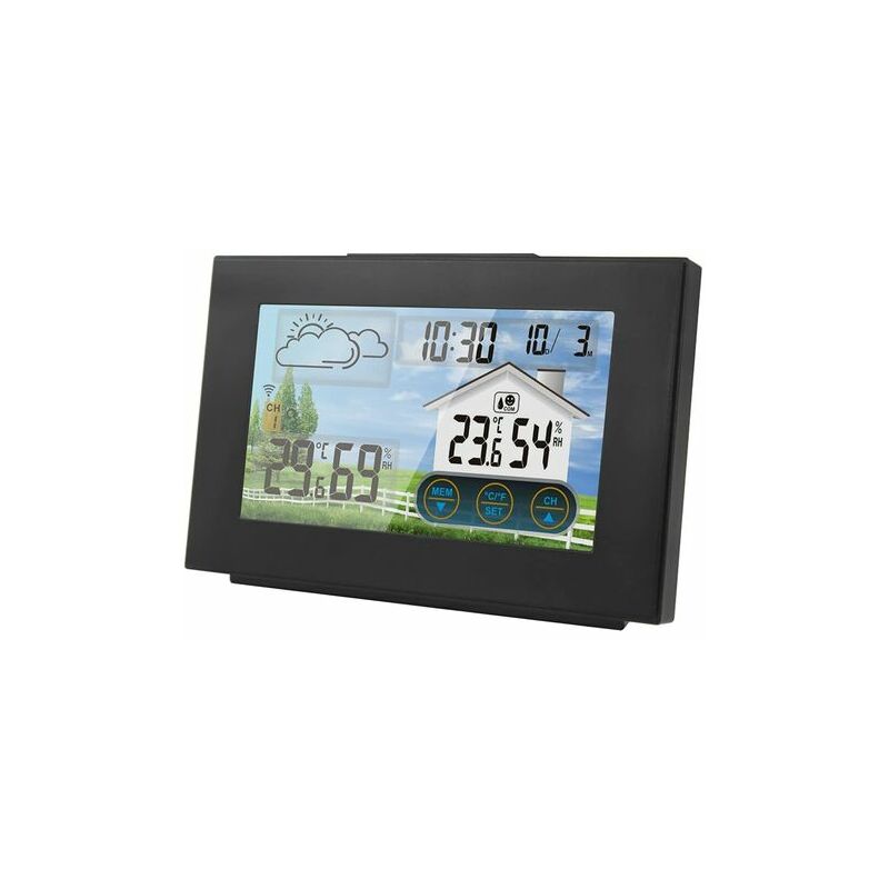 Moon-Weather Station with Outdoor Sensor Weather Station Thermometer Indoor and Outdoor Hygrometer with Sensor led Touch Screen Digital Clock with
