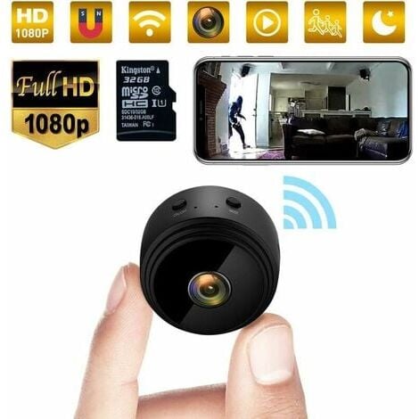 LUNE moonMini Spy, 32G 1080p WiFi Hidden Camera with Night Vision Home Security Surveillance Camera, Miniature Baby Camera and Motion Detection with 32G Memory Card