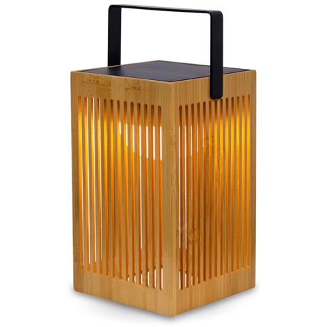 Moovere Lampada Lanterna de lampada da tavolo portatile con maniglia LED OKINAWA Solar e Batteria ricaricabile con telecomando per uso esterno e interno Fibra di bambù de