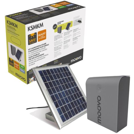 Moovo - KSMKM - Kit d'alimentation solaire pour Motorisation de portail battant ou coulissant - Noir