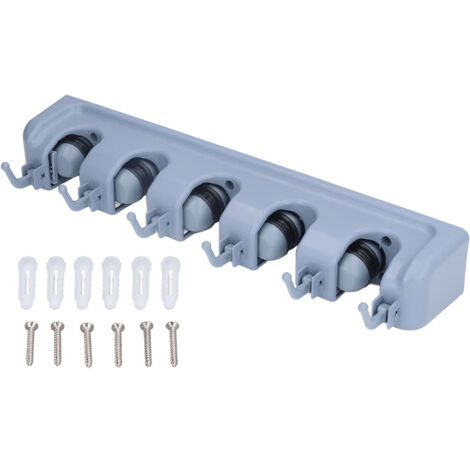 Mop Broom Holder Multifunctional Space Saving Broom Wall Mounted Rack for Kitchen Bathroom Garden Garage A