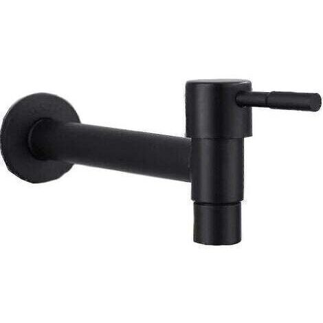 Mop Pool Faucet, Black Wall Mounted Faucet, Wall Mounted Cold Water Faucet, Stainless Steel Water Saving Faucet For Bathroom, Sink, Balcony, Kitchen