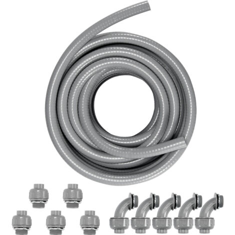 Mophorn 1/2-Inch Flexible Electrical Conduit, 100 ft, PVC Liquid-Tight Conduit Non-Metallic with 5 Straight and 5 90-Degree Conduit Connector Fittings, for Air Conditioning Motor Controller Pump, IP65