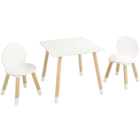 Mophorn 1 Mesa Infantil con 2 Sillas 500x500x437 mm y 282x282x480 mm Conjunto de Muebles Infantiles Bandeja Fácil de Limpiar para Estudiar Comer Jugar Leer Guardería Dormitorio Infantil de 2 a 8 Años