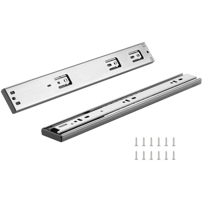 10 paires de glissières de tiroir de 406,4 mm. Rails à montage latéral. Extension complète très résistante. Rail en acier avec fermeture en douceur.