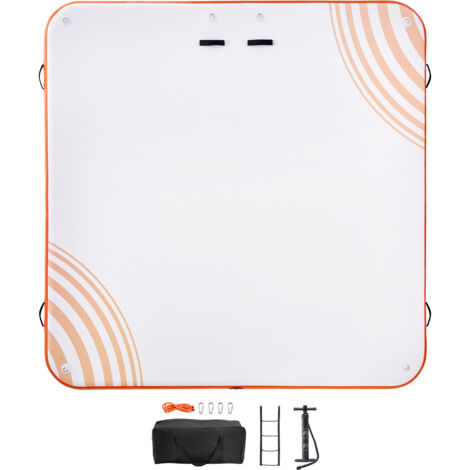 Mophorn 10 x 10FT Pontile galleggiante gonfiabile, piattaforma d'acqua antiscivolo, borsa per il trasporto portatile e scala staccabile, zattera galleggiante per piscina, spiaggia, oceano