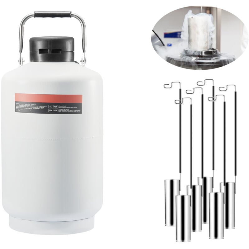 Mophorn 10L Liquid Nitrogen Tank, Aluminium Alliage Dewar avec 6 cartouches et sac de transport, réservoir cryogénique pour la beauté, préservation