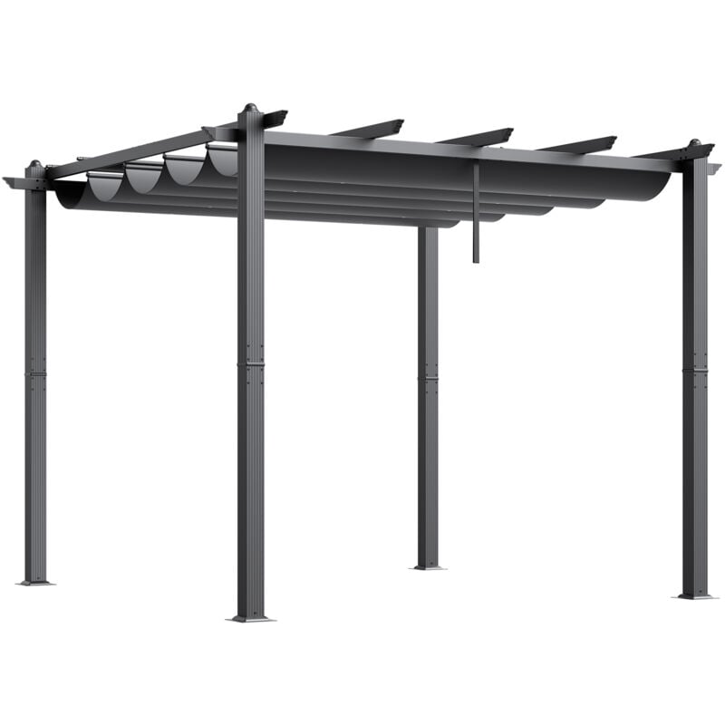 Mophorn 10'x10' Pergola extérieure rétractable avec auvent, Fabriquée en aluminium, Pare-soleil moderne pour abris, jardins, terrasses et cours