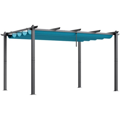 Mophorn 10'x13' Outdoor Retractable Pergola with Canopy, Aluminum-made, Modern Sun Shade for Patios, Gardens, Decks & Backyards - Bule