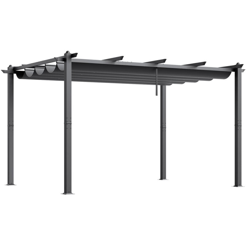 10'x13' Pergola extérieure rétractable avec auvent, Construction en aluminium, Pare-soleil moderne pour abris, jardins, terrasses et cours arrière