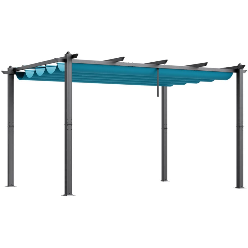 10'x13' Pergola extérieure rétractable avec auvent, Fabriquée en aluminium, Pare-soleil moderne pour abris, jardins, terrasses et cours arrière
