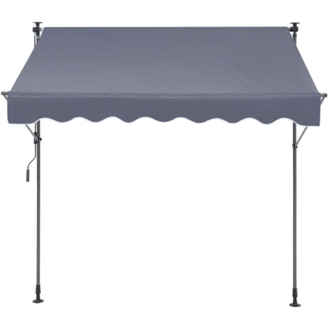 Mophorn 118" Manual Retractable, Outdoor Awning, Adjustable Canopy with 39" Sun Shade Curtain, for Backyard/Garden/Balcony