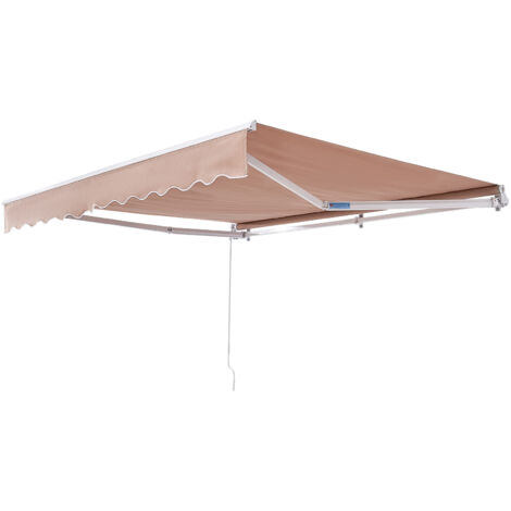 Mophorn 12 x 10 ft Manual Retractable Awning, Outdoor Patio Sun Shade, Water-Resistant Polyester Awning with Crank Handle for Backyard and Balcony