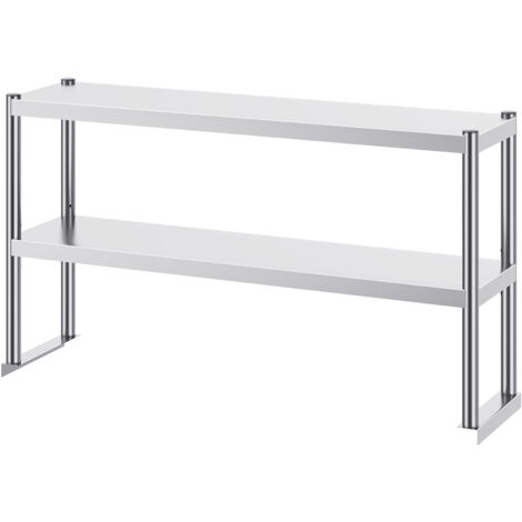 Mophorn 12 x 48 pollici ripiano doppio in acciaio inossidabile, altezza regolabile. Ideale per la preparazione di cucine, ristoranti e officine.