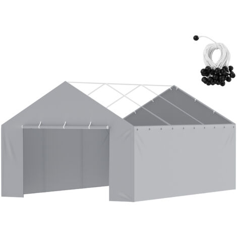 Mophorn 13x20 piedi Carport Copertura di ricambio per parete laterale, telo per tenda da garage resistente, impermeabile e con protezione UV, facile installazione con elastici a sfera, grigio