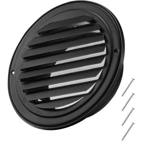 Mophorn 145 mm Wall Vent Cover, Round Louvered AC Vent Gable Cover, Durable Stainless Steel with Integrated Protective Screen, Suitable for Home, Bathroom, Garage, Kitchen, Basement (2 Pack, Black)
