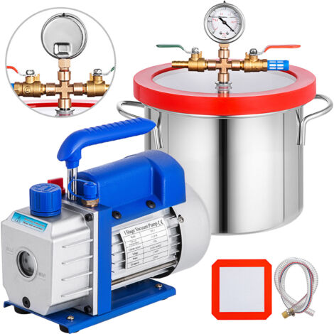 Mophorn 1.5 Gallon 3CFM 1/4HP Camara de Vacío, Bomba de Refrigerante HVAC, Una Etapa de Paletas Rotativas, Evacuación de A/C